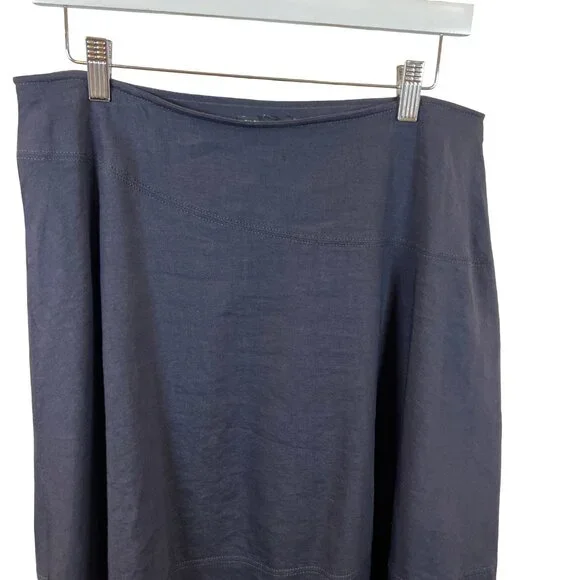 Eileen Fisher Black Linen Blend Midi Skirt Small - Picture 2 of 10